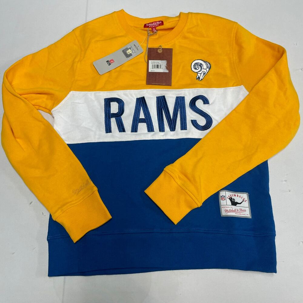 Los Angeles Rams Mitchell & Ness NFL Throwbacks Women's Crewneck NWT